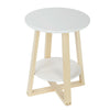 Modern Round Wooden Coffee Table Side End Table Tea Sofa Table Living Room 2Tier