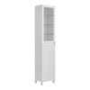 Modern White Tall Floor Cabinet Shelving Unit Narrow Bathroom Hallway Storage