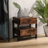 Retro 2 Drawer Bedside Cabinet Nightstand Rustic Wood Lamp Table Bedroom Storage