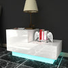 High Gloss Front Bedside Table Cabinet Nightstand White 2 Drawer RGB LED