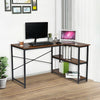 Retro L-shaped Computer Desk Corner PC Table Workstation w/ Shelves Home