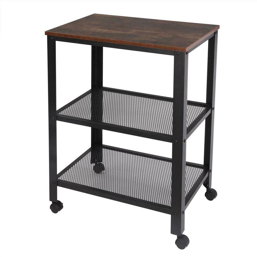 Vintage Industrial Serving Drinks Trolley Cart Wooden Shelf Racks 3 Tier UK