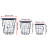 Set of 3 Storage Basket Nested Tables Side Table Metal Wire Black Tabletop Home