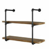 2 Tiers Industrial Iron Pipe Shelf Retro Wall Mounted Shelving With Wood Board