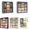 Medium Fabric Canvas Wardrobe With Hang Rail Shelving Clothes Storage Cupboard