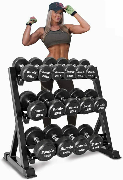 3 TIERS SPORTS STAND RACK HOLDER DUMBBELLS STORAGE RACK GYM WEIGHTS
