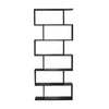 Black Bookcase 6 Tier S Shape Free Standing Storage Unit Bookshelf Shelves