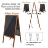 LED Fluorescent Sign Menu Board Neon Writing Glass Board Wooden Frame w/ Remote
