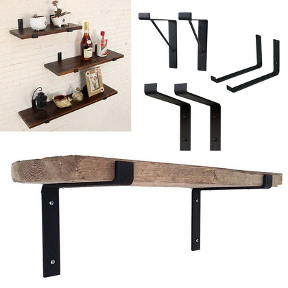 2PCS Black Shelf Brackets Industrial Shelves Bracket for Book Items Floating DIY