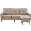 3 Seater Sofa Corner Sofa Modern Fabric Upholstered Sofa Couch w/ Footrest Beige