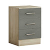 3 Drawer Modern Bedside Cabinet Bedroom Furniture Grey Gloss / Oak