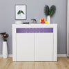 White Sideboard Storagey Matt Body&High Gloss Doors Cupboard Cabinet w/LED Lights