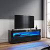 Modern Black TV Stand High Gloss Doors Entertainment Unit Cabinet With LED Light