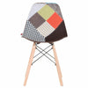 Set of 4 Patchwork Fabric Dining Chairs Padded Seat Wooden Legs Home Multicolor