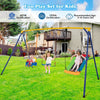 3-in-1 Kids Swing Set Metal A-Frame Stand Swing Playset Platform Tree Swing Seat