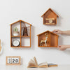 Wall Mounted Storage Cabinet House Shape Shelf Wooden Storage Unit Brown Home