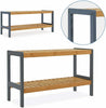 2 TIER NATURAL BAMBOO WOODEN SHOE RACK ORGANISER STAND STORAGE SHELF UNIT