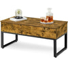 Split Lift-top Coffee Table with Storage Side Drawer&Metal Legs for Living Room