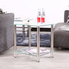 Clear 2 Tiers Glass Stainless Steel Small Display Stand Side Lamp Coffee Table