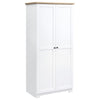 172cm Wooden Storage Cabinet Cupboard With 2 Doors 4 Shelves White Pantry Closet