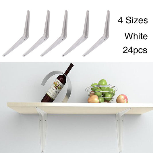 Pack 24 SHELF BRACKETS WHITE CHOICE OF SIZES LONDON PATTERN METAL, FOR SHELVING
