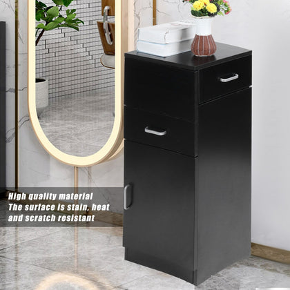 Modern Black Barber Cabinet Salon Station Beauty Spa Storage Cupboard Furniture