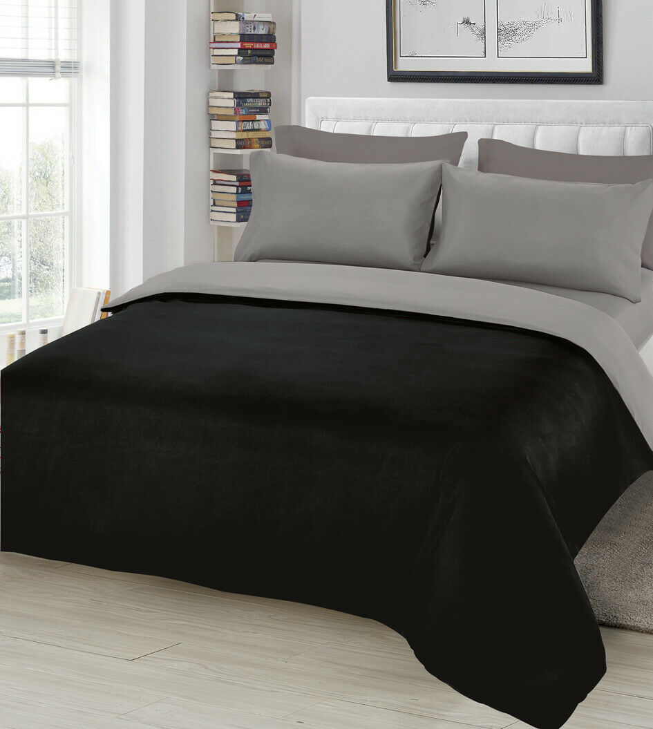 Ausumm Plain Duvet Cover & Pillowcase Reversible Bedding Set or Fitted Sheet