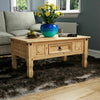 Coffee Table Corona Panama 1 Drawer Solid Waxed Pine Living Room Furniture