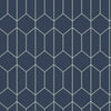 Linear Hexagons Geometric Honeycomb Shapes Arthouse Wallpaper - Navy 909702