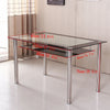 2 Tier Tempered Glass Dining Table Chrome Legs Kitchen Dining Room Storage Shelf