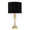 Metal Touch Table Lamp Spindle Base Fabric Drum Shades Gold Finish Living Room