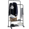 Metal Clothes Double Rail Rolling Garment Heavy Duty Hanging Rack Shelf Display