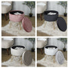 Round Velvet Storage Stool Footstool Footrest Dressing Table Seat Chair Ottoman