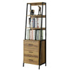 Standing Bookcase with Shelves and Drawers Ladder Shelf Made of Wood Metal Frame