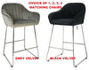 High Quality Design Velvet / Chrome Breakfast Bar Stool Bar Kitchen Chair 95cm