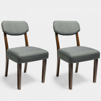 Ex display Set of 2 Nelson Dining Chairs Grey Linen-Look Seat Walnut Legs