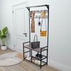 Industrial Coat Rack Shoe Bench Hall Tree Entryway Storage Bench 9 Hooks