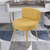 Dressing Table Stool Linen/Faux Fur Makeup Vanity Seat Chair Metal Legs Pouffe