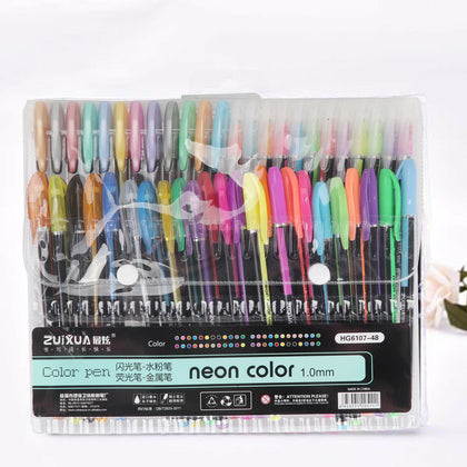 48 Gel Pen Set Metallic Pastel Glitter Neon Gel Pens For Adult Colouring Book UK