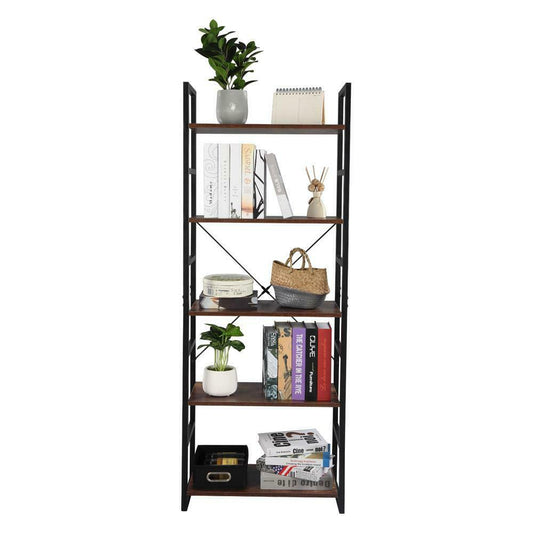 5-Tier Ladder Shelf Bookcase Bookshelf Plant Flower Stand Storage Metal Frame