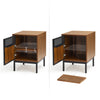 Mondeer Bedside Table Retro End Table with Metal Legs Removable Divider Brown
