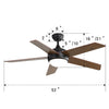 52inch Reversible Ceiling Fan With Light Remote Control 5 Blades 3 Speed Timer