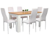 Wood Dining Table and Chairs 4 / 6 Set Pu Leather Seat Kitchen Room Furniture