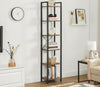 Tall Industrial Bookcase Narrow Vintage Display Unit Slim Rustic Storage Shelves