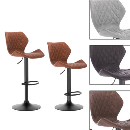 2 Bar Stools Adjustable Breakfast Kitchen Stools PU Leather Swivel Gas Lift