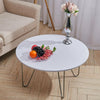 Round Coffee Table Wooden Tabletop With Metal Leg Table Living Room Furniture UK