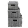 Set of 3 Storage Basket Resin Wicker Woven Hamper Box With Lid & Lock Stackable