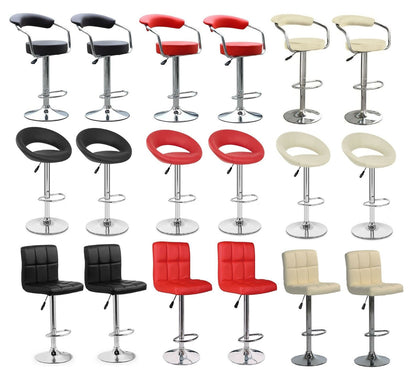 2 x Bar Stools Gas Lift Faux Leather Breakfast Kitchen Swivel Barstool Pub Chair