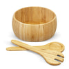 Large Bamboo Salad Bowls 25cm or Fruit Holder With 2 Salad Serving Utensils