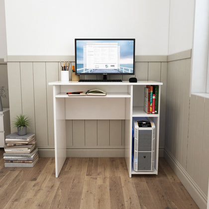 Modern Computer Desk PC Laptop Study White Table Workstation w/Shelf Home Office